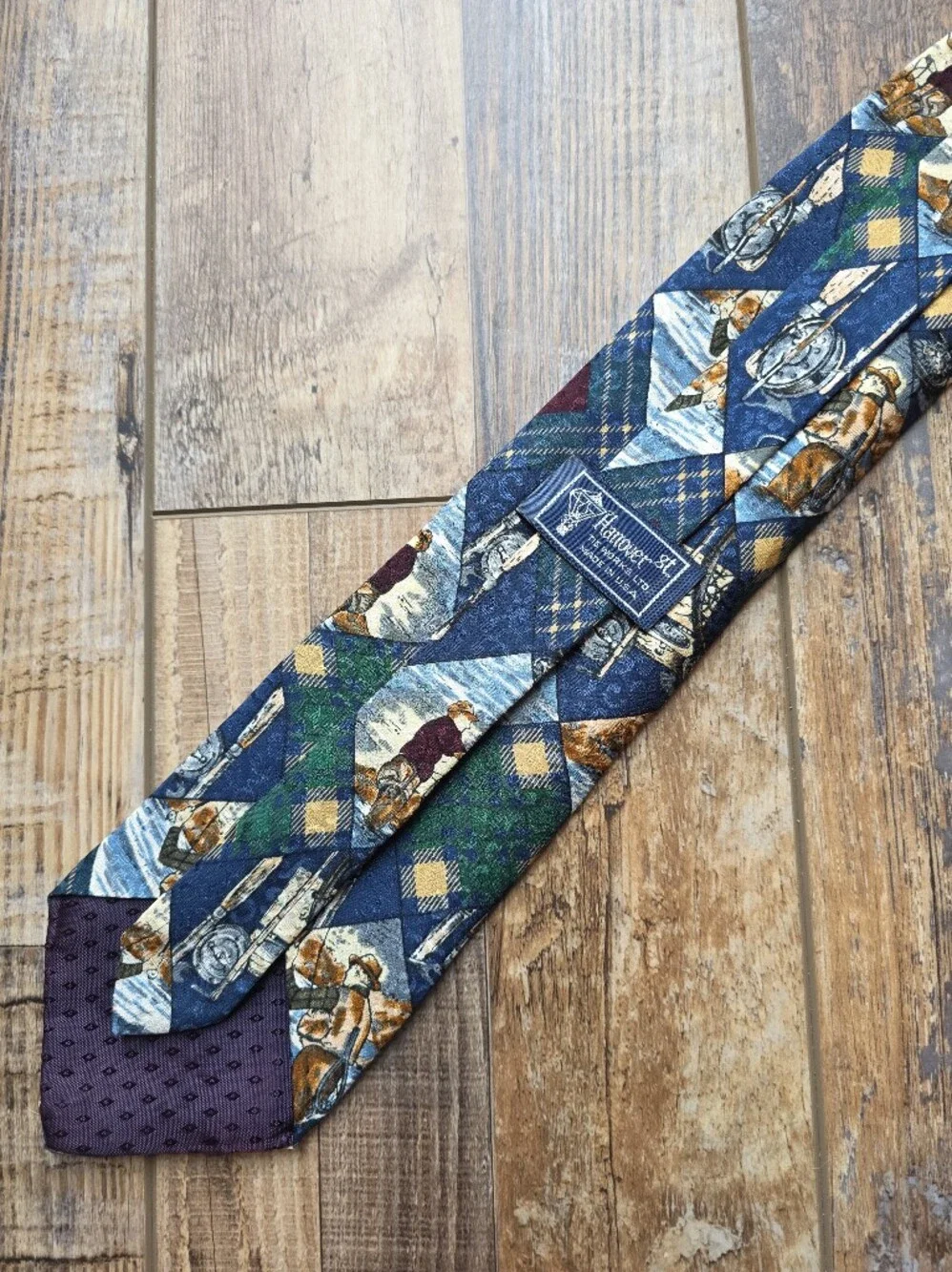 Hanover St. Tie Works - Vintage Fly Fishing Patchwork Tie - Blue Multi